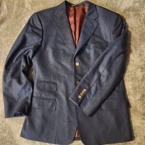 Ermenegildo Zegna Trofeo Sport Coat Blazer Navy 40 Italian Wool quiet Luxury EUC